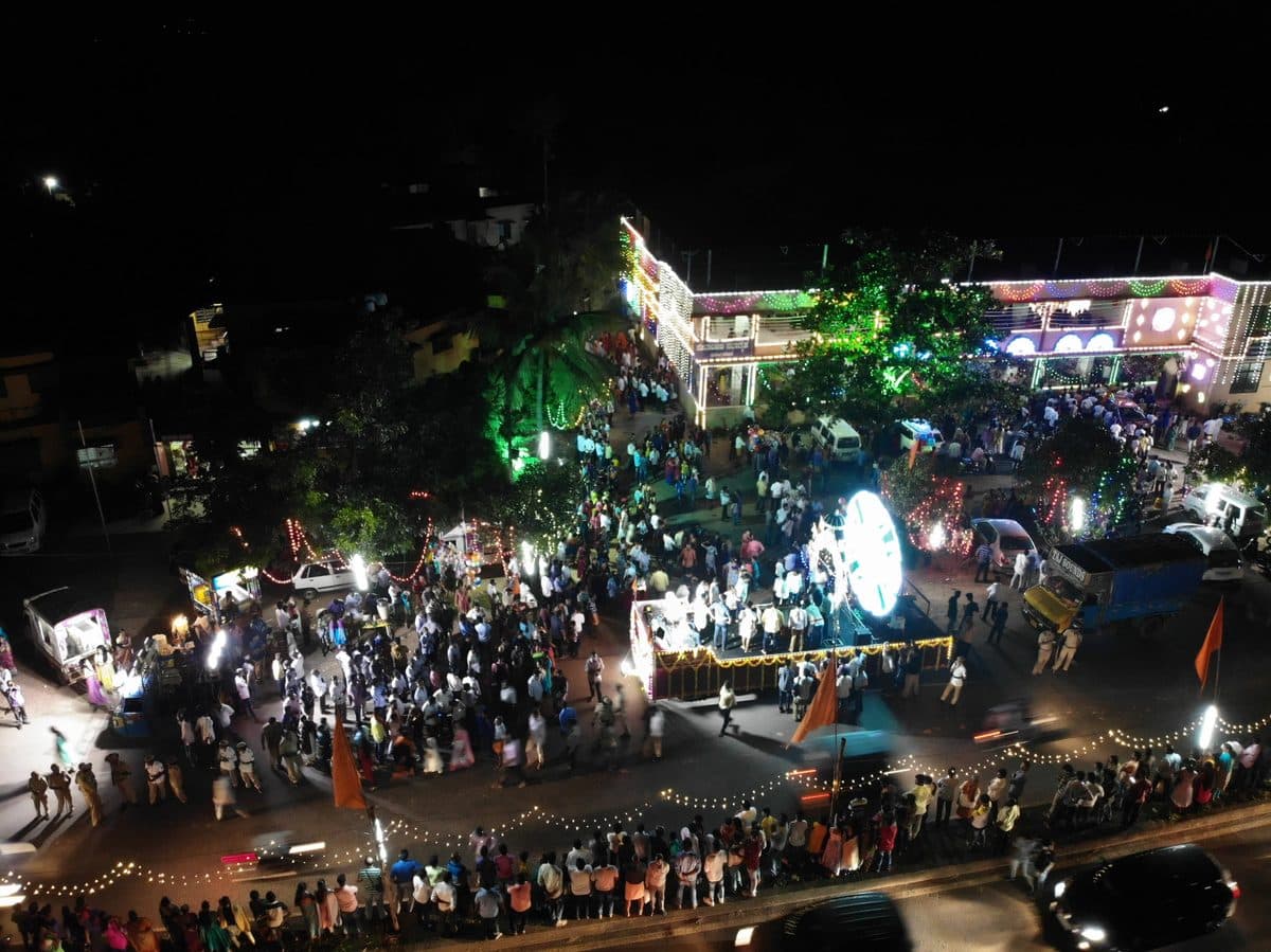 Ganeshotsava celebrations — aerial crowd view